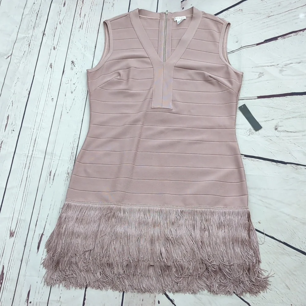 Venus Dress, bandage bodycon, Fringe Flapper, slimming, women's 22, NWT - Picture 5 of 12